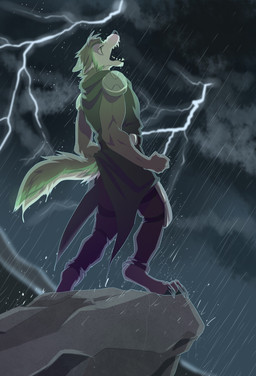 anthro detailed_background feet fingers male night open_mouth outside solo teeth toes drmax canid canine canis mammal wolf digital_media_(artwork) hi_res