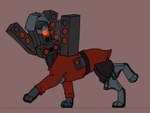 clothing electronics feral for_a_head machine male simple_background solo titan_speakerman walk_cycle puppyratcat skibidi_toilet canid canine mammal object_head robot 4:3 animated digital_media_(artwork) loop short_playtime
