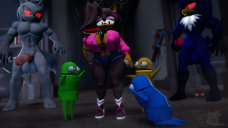 angry anthro axe balls big_balls big_penis blood bodily_fluids clothed clothing female footwear genitals group high_heels holding_object imminent_sex knife looking_at_another machine male male/female mansion muscular muscular_male nude penis red_eyes shoes size_difference trio juicyducksfm sega sonic_the_hedgehog_(series) adam_(juicyducksfm) fan_character knollie_(plumenjoyer) thunder_(juicyducksfm) accipitrid accipitriform avian bird canid canine canis eulipotyphlan hedgehog mammal robot wolf 16:9 3d_(artwork) digital_media_(artwork) hi_res source_filmmaker_(artwork) widescreen