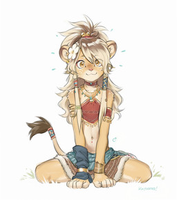 accessory adolescent anthro clothed clothed_anthro clothed_male clothing crossdressing crossdressing_male femboy freckles fur furgonomics gender_symbol hair hair_accessory long_hair looking_at_viewer male male_anthro male_symbol midriff navel simple_background sitting solo symbol tail tail_accessory wariza white_background young young_anthro young_male koiyaroid felid lion mammal pantherine 2025 digital_media_(artwork) full-length_portrait hi_res portrait signature