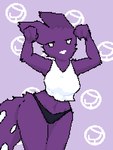 anthro breasts clothed clothing female fur looking_at_viewer purple_body simple_background solo tail white_eyes alexleviafan caramelldansen rain_world videocult spearmaster_(rain_world) mammal slugcat animated digital_media_(artwork) meme pixel_(artwork) pixel_animation