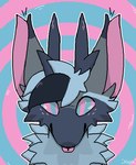 anthro blep blinking fluffy horn hypnosis hypnotic_eyes hypnotizing_viewer looking_at_viewer male mind_control ringed_eyes simple_background solo tongue tongue_out kujo nardoragon absurd_res animated hi_res