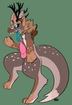 anthro antlers horn knot male open_mouth solo borky-draws viirgle deer hybrid kangaroo macropod mammal marsupial hi_res