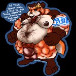 anthro balls_outline barazoku beard belly_hair big_bulge blue_eyes body_hair brown_feet brown_paws bulge chest_hair crown detailed_bulge facial_hair feet fur genital_outline glowing glowing_markings headgear humanoid_feet hyper leg_hair lower_lip male manbun markings monarch navel nipples orange_body orange_fur pecs plantigrade pubes solo text tusks fujiyama_samoyed_(artist) nano_byte(nanogamer31) canid canine fox mammal red_fox true_fox himbo 1:1 alpha_channel english_text shaded soft_shading