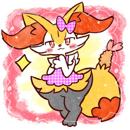 :3 accessory ambiguous_anthro ambiguous_gender anthro biped blush blush_stickers bow_ribbon closed_smile clothing digitigrade dipstick_tail dress food front_view hair_accessory hair_bow hair_ribbon looking_at_viewer markings mouth_closed object_in_tail perspective-incorrect_clothing pink_bow pink_clothing pink_dress ribbons shrimp_(food) smile solo standing tail tail_markings annyui0611 nintendo pokemon braixen canid generation_6_pokemon mammal pokemon_(species) 1:1 2023 digital_drawing_(artwork) digital_media_(artwork) full-length_portrait hi_res japanese_description portrait translated_description