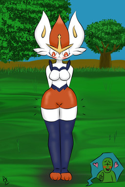 female solo alexzozaya nintendo pokemon anon cinderace generation_8_pokemon humanoid lagomorph leporid mammal pokemon_(species) 2:3 hi_res tagme