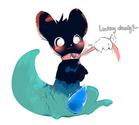 animal_genitalia animal_penis blush blush_lines bodily_fluids collar collar_pull cum cum_drip dripping feral genital_fluids genitals leaking_cum leaking_precum male penis precum shaking solo tail thick_tail trembling snoiifoxxo rain_world videocult inv_(rain_world) slugcat hi_res