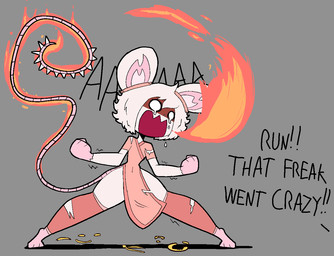anthro barefoot blush blush_lines bowl bracelet breath_powers clothed clothing container dialogue elemental_manipulation feet female fire fire_breathing fire_manipulation flaming_tail flat_chested fur grey_background hair jewelry legwear looking_at_viewer open_mouth panties simple_background solo spiked_tail spikes spikes_(anatomy) tail text thick_thighs thigh_highs torn_clothing underwear white_body white_eyes white_fur white_hair wide_hips usagibun1 mythology varis_(usagibun1) dragon hybrid mammal mouse murid murine mythological_creature mythological_scalie rodent scalie 2024 digital_media_(artwork) english_text