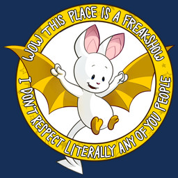 ambiguous_gender anthro flying raised_arms solo text white_body winged_arms wings yellow_body springhole neopets korbat neopet_(species) 1:1 alpha_channel