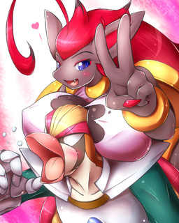 ambiguous_gender anthro big_breasts blue_eyes blush breasts duo female looking_at_viewer day-t nintendo pokemon canid canine generation_1_pokemon generation_5_pokemon mammal pidgeotto pokemon_(species) zoroark 4:5 hi_res