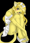 anthro blonde_hair bottomwear clothing feet female footwear hair humanoid_feet plantigrade sandals shoes shy simple_background skirt solo tail muriel patrickgainher angelina_onyx deity domestic_cat felid feline felis mammal 2011 alpha_channel