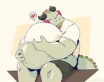 2023 after_vore ambiguous_gender ambiguous_prey anthro anthro_pred belly big_belly bottomwear clothing eyeseedee gastropod heart_symbol hi_res hug male male_pred mollusk shirt shorts sitting slug solo tail topwear vore