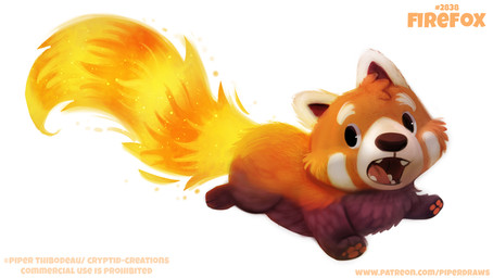 ambiguous_gender black_eyes brown_body brown_fur burning fangs feral fire flaming_tail fur humor open_mouth orange_body orange_fur pawpads pun simple_background solo tail teeth text visual_pun white_background white_body white_fur piper_thibodeau ailurid mammal red_panda digital_media_(artwork) digital_painting_(artwork) english_text painting_(artwork) url