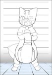 ambiguous_gender anthro bdsm bondage bound collar diaper gag muzzle_(object) muzzled onsie pacifier pacifier_gag restraints solo straitjacket moistmolasses canid canine fox mammal hi_res