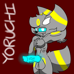 abs animal_genitalia animal_penis anthro balls big_balls bored dialogue genitals glowing glowing_genitalia glowing_penis hand_behind_head knot knotted_penis male muscular muscular_male name_in_dialogue pecs penis shadow solo spiked_penis spikes spikes_(anatomy) vein yoruchimazo_(the_vee_group_comics) souljulius31uwu nintendo pokemon fan_character demon eeveelution generation_2_pokemon pokemon_(species) umbreon 1:1 hi_res
