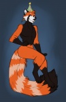 anthro fur looking_at_viewer male simple_background smile solo tongue tongue_out rinkhet kohomaru ailurid mammal red_panda 2016 digital_media_(artwork)