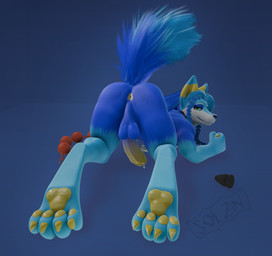 anthro anus balls butt digitigrade doggystyle erection fingers from_behind_position fur genitals hair humanoid_genitalia humanoid_penis kneeling looking_back male nude paws penis plug_(sex_toy) provocative sex sex_toy smile solo tail guispe_opockjha solzin guispe_(guispe_opockjha) canid canine canis mammal wolf 2026 hi_res shaded signature