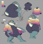 anthro athletic_wear belly big_butt blush butt cattail_(plant) clothing countershading front_view grass handheld handheld_console jacket looking_back male nub_tail plant rear_view simple_background slightly_chubby solo topwear wetsuit ziran froen_(zi_ran) amphibian frog 2020 hi_res