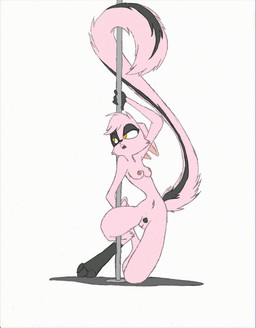 anthro arm_around_pole breasts clothing dancing digitigrade female fur genitals hair leg_around_pole long_tail navel nipples nude pink_body pink_fur pink_hair pole pole_dancing pubes simple_background solo suggestive tail tail_around_pole vulva white_background yellow_eyes david_lillie t_zulu third-party_edit dreamkeepers viriathus_vayu hybrid lagomorph leporid mammal rabbit hi_res nude_edit