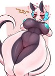 abs anthro areola biped black_body black_countershading black_scales black_sclera black_tail blue_eyes bodily_fluids breasts countershading female fingers genital_fluids genitals heart_symbol huge_thighs inverted_nipples low-angle_view multicolored_body multicolored_tail navel nipples non-mammal_breasts non-mammal_navel non-mammal_nipples pussy scales simple_background smile solo sweat tail text thick_thighs vaginal_fluids white_background white_body white_scales white_tail wide_hips juppi citadel_(juppi) reptile scalie snake english_text hi_res