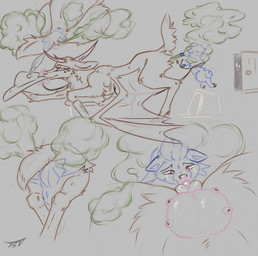 cunnilingus dragon_wings duo facesitting fart fart_cloud fart_fetish female feral fur genitals male male/female nipples oral sex sitting_on_another teats udders vaginal vulva esttea deer herpestid hybrid mammal meerkat colored_line_art hi_res monochrome sketch sketch_page