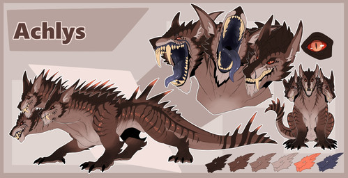 3_heads abstract_background ambiguous_feral ambiguous_gender blue_tongue feral glistening glistening_eyes markings multi_head open_mouth orange_eyes quadruped red_sclera side_view sitting solo striped_back striped_legs striped_markings striped_tail stripes tail tail_markings tan_teeth teeth tongue tongue_out swampjaws european_mythology greek_mythology mythology canid canid_demon canine cerberus demon hellhound mammal mythological_canine mythological_creature hi_res model_sheet