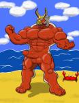 ambient_arthropod ambient_crustacean ambient_sealife anthro arthropod balls beach biceps big_muscles biped boat crab crustacean decapoda detailed_background erection genitals hi_res king_of_red_lions krosbar_(artist) malacostracan male marine muscular muscular_anthro muscular_male nintendo outside pecs penis sand seaside sky solo standing the_legend_of_zelda vehicle water watercraft wind_waker