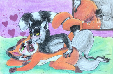anal anal_penetration anthro balls black_penis blush bodily_fluids close-up cum cutaway drooling duo eyelashes female female_anthro female_penetrated flat_chested from_behind_position genital_fluids genitals grin half-closed_eyes hand_on_butt looking_at_another looking_at_partner looking_pleasured lying male male/female male_anthro male_penetrating male_penetrating_female narrowed_eyes nude nude_female nude_male on_side open_mouth penetration penile penile_penetration penis saliva sex smile sweat tail tail_coil teeth twisted_spoon_position vaginal_fluids puku83 all_hail_king_julien dreamworks madagascar_(series) clover_(madagascar) king_julien crowned_lemur lemur mammal primate ring-tailed_lemur strepsirrhine 2015 traditional_media_(artwork)