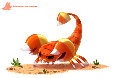 ambiguous_gender beady_eyes black_eyes candy candy_corn dessert feral food humor pun simple_background solo stinger visual_pun white_background piper_thibodeau arachnid arthropod food_creature living_candy scorpion digital_media_(artwork) digital_painting_(artwork) painting_(artwork)