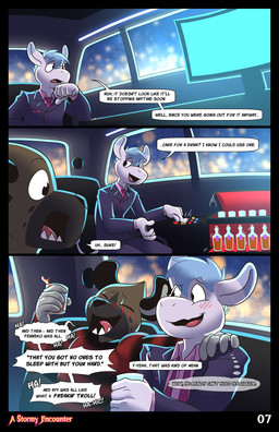 anthro car dialogue drinking drunk male raining sitting speech_bubble substance_intoxication text vehicle randoramble aggretsuko sanrio haida_(aggretsuko) tadano_(aggretsuko) asinus donkey equid equine hyena mammal spotted_hyena comic english_text hi_res