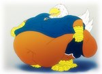 4_toes 5_fingers anisodactyl anthro athletic_wear avian_feet beak belly big_belly big_butt biped blue_clothing blue_shirt blue_topwear bodily_fluids bottomwear brown_body brown_feathers butt claws clothed clothing deep_navel feathers feet finger_claws fingers gym_bottomwear gym_shirt gym_shorts gym_topwear huge_belly huge_butt huge_thighs hyper hyper_belly male moobs morbidly_obese morbidly_obese_anthro morbidly_obese_male multicolored_body multicolored_feathers navel obese obese_anthro obese_male open_beak open_mouth open_smile overweight overweight_anthro overweight_male pink_tongue scuted_arms scutes shadow shirt shorts simple_background smile solo standing sweat sweatdrop tail tail_feathers talons thick_thighs three-quarter_view toe_claws toes tongue topwear torn_bottomwear torn_clothing whistle_(object) white_background white_body white_feathers yellow_beak yellow_claws teddybearlumpkins louie_swanson accipitrid accipitriform avian bald_eagle bird eagle sea_eagle 2018 digital_media_(artwork) shaded