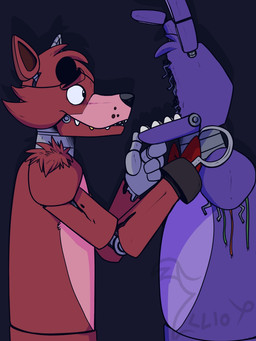 anthro dark duo eye_patch eyewear faceless hand_on_chin hook looking_at_another machine male werewolfaboo five_nights_at_freddy's five_nights_at_freddy's_2 scottgames withered_bonnie_(fnaf) withered_foxy_(fnaf) animatronic canid canine fox lagomorph leporid mammal rabbit robot 3:4 hi_res