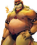 anthro armband armpit_hair barazoku big_muscles biped body_hair bracelet breath_powers bulge clothed clothing collar elemental_manipulation eyebrows facial_hair fire fire_breathing fire_manipulation front_view hair hand_on_hip horn jewelry male manly musclegut muscular nipple_piercing nipples piercing red_hair solo spiked_armband spiked_bracelet spiked_collar spikes standing thick_eyebrows underwear underwear_only makota_toh mario_bros nintendo bowser koopa reptile scalie 5:6 absurd_res hi_res