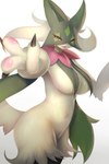 anthro breasts female fur green_body green_fur looking_at_viewer medium_breasts smile solo hopping4 nintendo pokemon felid feline generation_9_pokemon mammal meowscarada pokemon_(species) absurd_res hi_res