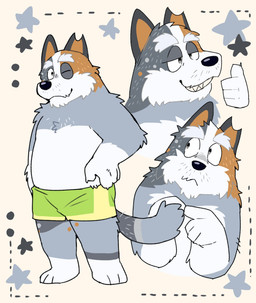 anthro biped black_nose brown_body brown_fur claws clothed clothing eyebrows fur gesture grey_body grey_eyebrows grey_fur hand_gesture male multicolored_body multicolored_fur one_eye_closed solo thick_eyebrows thumbs_up topless topless_anthro topless_male gumgumpon1108 bluey_(series) bob_heeler australian_cattle_dog canid canine canis cattledog domestic_dog herding_dog mammal pastoral_dog 2026 colored hi_res