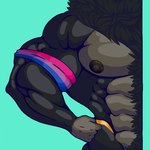 abs anthro areola armband biceps big_muscles bisexual_pride_colors body_hair chest_hair huge_muscles lgbt_pride male male_anthro muscular muscular_anthro muscular_male nipples pecs pride_color_armband pride_colors solo triceps owliethe mythology hogan_bayek canid canine mammal mythological_canine mythological_creature werecanid werecanine werecreature werewolf 1:1