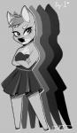 anthro breasts cleavage clothed clothing crossed_arms dress female freckles hair hooves solo tabertheraver bojack_horseman netflix penny_carson deer mammal 2019 hi_res monochrome