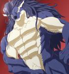 abs biceps black_eyes black_nose blue_body blue_fur countershading covering covering_crotch covering_self fur fur_tuft hair looking_at_viewer male muscular muscular_male nude pecs solo tan_body tan_fur tuft broken_(artist) sega shining_(sega) shining_force_exa duga_(shining) canid canine canis mammal wolf hi_res