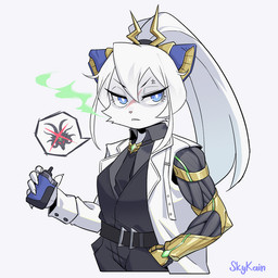 5_fingers anthro biped blue_eyes bottomwear breasts camera clenched_teeth clothed clothed_anthro clothed_female clothing cybernetic_arm cybernetic_limb female fingers front_view fully_clothed fully_clothed_anthro fully_clothed_female fur hair holding_object looking_at_viewer open_clothing open_topwear pants shirt simple_background solo standing tail teeth topwear white_background white_body white_fur white_hair skykain warhammer_(franchise) ikit_claw mammal rodent skaven 1:1 2025 digital_media_(artwork)