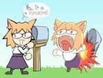 bomb dialogue explosion explosives female grass humor light mailbox outside pipe_bomb plant sky solo speech_bubble standing text toony ponehanon tsukihime type-moon neco-arc animal_humanoid cat_humanoid felid felid_humanoid feline feline_humanoid humanoid mammal mammal_humanoid neco_spirit 2021 digital_media_(artwork) english_text lighting multiple_scenes