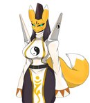 anthro big_breasts breasts clothing female fur solo white_body white_fur yellow_body yellow_fur 9live bandai_namco digimon canid digimon_(species) mammal taomon hi_res