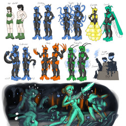 antennae_(anatomy) black_sclera carapace claws female genitals glistening glistening_body infection insect_wings male nipples parasite penis queen royalty tail tentacles text transformation vulva wings serth alien human mammal monster 1:1 absurd_res english_text hi_res