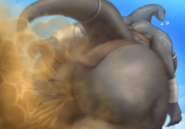 anthro arm_tattoo bandeau big_butt bottomwear butt cage cliff clothing duo fart fart_cloud fart_fetish farting_at_viewer farting_on_another female huge_butt larger_female loincloth long_neck looking_away macro male male/female motion_blur musk neck_tattoo orange_fart_cloud rope shoulder_tattoo sigh size_difference smaller_male tail taped_arms tattoo thick_thighs topwear wide_hips yellow_eyes suzume_333 brontosaurus dinosaur diplodocid diplodocoid prehistoric_species reptile saurischian sauropod sauropodomorph scalie hi_res