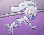 5_fingers 5_toes all_fours anthro blue_body blue_fur buckteeth butt crossed_legs feet fingers floppy_ears fur inside lop_ears male nude soles solo teeth toes young young_anthro young_male grayerpalm the_minimighty_kids lagomorph leporid mammal rabbit 2023 5:4