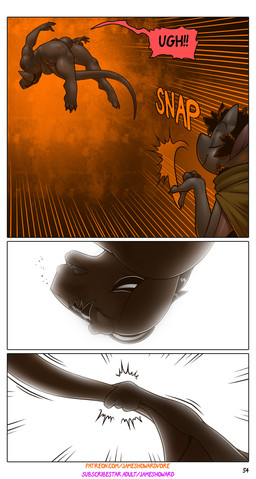 anthro dilogue duo gynomorph intersex intersex/male male tail tail_grab text james_howard patreon subscribestar aamon_2_(james_howard) tina_(james_howard) bat demon mammal comic hi_res url