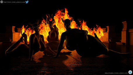 big_breasts big_butt breasts butt dark dramatic_lighting female fire gesture glowing glowing_eyes group hand_gesture hell huge_breasts huge_butt huge_hips huge_thighs light looking_at_viewer pointing pointing_at_viewer scaroused shadow text thick_thighs tongue tongue_out wide_hips loneclaw demon demon_humanoid humanoid 16:9 3d_(artwork) digital_media_(artwork) lighting url widescreen