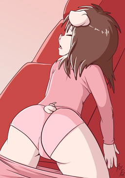 5_fingers anthro biped bottomwear bottomwear_down brown_hair butt clothed clothing eyebrows eyes_closed female fingers floppy_ears frown furniture hair inside light_body light_skin lying lying_on_sofa on_front on_sofa open_mouth pajamas panties pants pants_down partially_clothed pink_clothing pink_panties pink_underwear rear_view short_tail slim slim_anthro slim_female slim_young sofa solo tail tongue underwear young young_anthro young_female fuf domestic_pig mammal suid suine sus_(pig) 2020 alternate_version_at_source hi_res