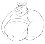 anthro belly big_belly clothing male navel obese obese_male overweight overweight_male shirt solo topwear stompsyeen disney robin_hood_(disney) sheriff_of_nottingham canid canine canis mammal wolf 2022 hi_res monochrome