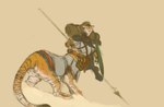 armor female melee_weapon paws polearm shield solo spear tail weapon hierro_(artist) felid mammal pantherine taur tiger hi_res sketch