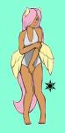 alternate_species breasts clothed clothing dark_body dark_skin feathered_wings feathers female hair humanoidized one-piece_swimsuit small_breasts solo swimwear wings ivory-raven friendship_is_magic hasbro my_little_pony fluttershy_(mlp) humanoid mammal 2015